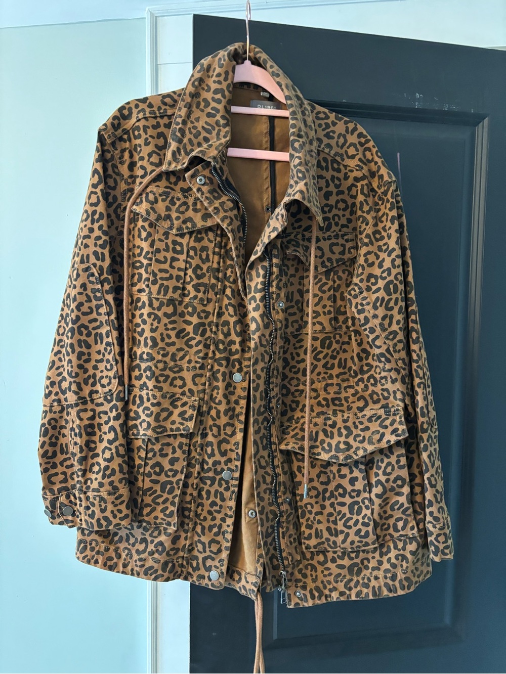 DL1961 Leopard-Print Utility Jacket in Brown